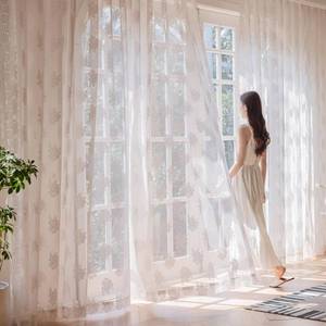 lot 18295 image: Ivory Lace Curtains 63 Inch Long Vintage Rose with Scalloped Edges Semi Sheer Elegant Curtain Drapes for Living Room, Bedroom Cream Lace Window Curtains with Rod Pocket, 57inW x 63inL, 1 Panels