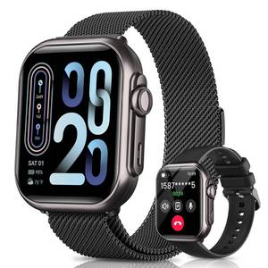 lot 18298 image: Smart Watch for Women for iPhone Android 1.85inSmartwatch with MakeAnswer Call Sleep Heart Rate SpO2 Blood Pressure Monitor IP68 Waterproof 120Sport Mode Fitness Tracker 1000mAh Battery 2Bands Black