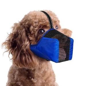 lot 18318 image: Pawfun Mesh Dog Muzzle, Breathable Soft Dog Muzzle with Reflective Straps for Secure Fit, Prevents Biting, Chewing Scavenging- Adjustable for Small Medium Large Dogs,Blue,XS