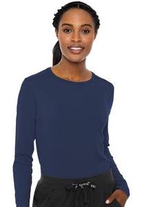 lot 18322 image: Med Couture Womenfts Underscrub Top Long Sleeve Performance Knit Tee, 360° Stretch, Lightweight and Ultra Soft Fabric - MC8499, M, Navy