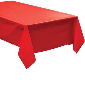 lot 18323 image: QQOUTLET Pack of 4 Disposable Plastic TableclothsTable Covers, 54 x 108 inches Rectangle Table Cover Waterproof and Disposable � Ideal for Birthday Parties, Weddings, Picnics, and Events (Red)