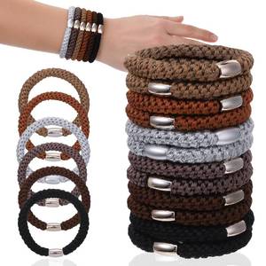 lot 18325 image: Hair Ties No Damage, 30 Pcs Elastic Hair Ties with Metal Strong Stretchy Ponytail Holders Nylon Braided HairBands for Thick Hairs Roman Style Bracelet NoSlip No Crease Scrunchie for Women