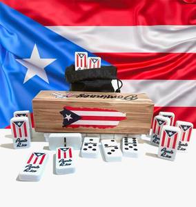 lot 18330 image: Puerto Rico Double Six Dominoes Set - Premium Quality, Cultural Heritage, 28 Tiles No Box Comes with Travel Bag Puerto Rican Adult Size Domino Set