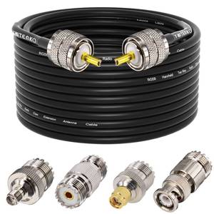 lot 18351 image: YOTENKO Ham Radio Coax Cable 50 Ohm, RG58 Coaxial Cable 49.2Ft, PL259 Male to Male Coax  UHF SO239 Female to SMAUHFBNC Adapter 4-Pack,for CB,Amateur,Ham Radio,Two-Way Radio,SWR Meter