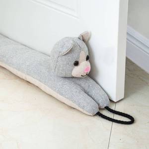 lot 18360 image: Marwood Under Door Draft Stopper Decorative Wind Stopper 30 inch for Door and Window, Weighted Animal Air Draft Stopper Snake Noise Blocker for Bottom of Door with Hanging Loops - Grey Cat