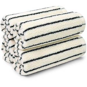lot 18361 image: Jacquotha Striped Cotton Washcloths 4 Pack, 13in x 13in - Soft Wash Cloths for Bathroom, Kitchen, Gym, Face, Black and Cream