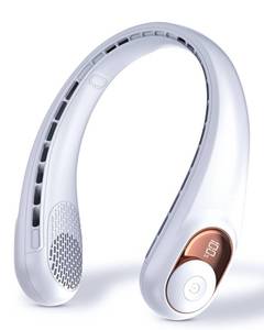 lot 18366 image: Neck Fan, Personal Fan with LED Display, USB-C Rechargeable, 4000mAh-Battery, 3-Speed Adjustment and Whisper-Quiet Operation, Perfect for Home, Travel, Sports