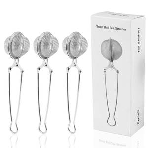lot 18369 image: Snap Ball Tea Strainer, Exptolii 3 Pack Stainless Steel Tea Infuser Filter with Handle for Loose Leaf Tea, Spices, Seasonings