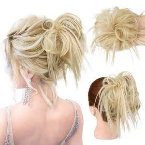 lot 18370 image: HMD Tousled Updo Messy Bun Hair Piece Hair Extension Ponytail With Elastic Rubber Band Updo Extensions Hairpiece Synthetic Hair Extensions Scrunchies Ponytail Hairpieces for Women