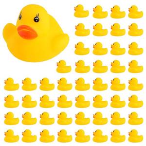 lot 18373 image: JTTJDB 50-Pieces Float and Squeak Mini Rubber Duck Baby Bath Ducky Sound Shower Toys for Kids