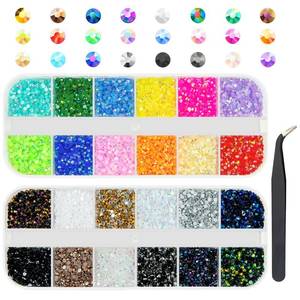 lot 18376 image: qiipii 24 Color 2mm Small Jelly Resin Rhinestones for Bedazzling Crafting SS6 Tiny Flatback Stones Colorful AB Gems Diamonds Charms for Nails Eyes Face Makeup Tumblers Bottles DIY Crafts Clothes Shoes