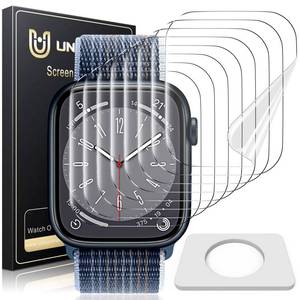 lot 18379 image: UniqueMe 8 Pack for Apple Watch Series 987 Screen Protector 45mm, Strong Asorption Flexible TPU Not GlassBubble Free iWatch Anti-Scratch Replacement Protection HD Clear iWatch Cover Soft Film