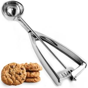 lot 18385 image: Saffron and Sage Stainless Steel Cookie Scoop - 2 Tbsp Heavy Duty Cookie Dough Scoop, Comfortable Handles with Smooth Spring Action Releases Food Easily, Multipurpose, Rust Resistant and Dishwasher Safe