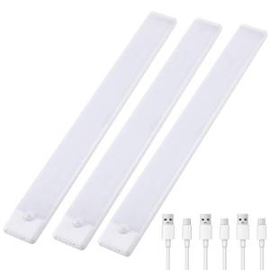 lot 18387 image: Wireless Under Cabinet Lighting 16 Inch 3 Pack, 2200mAh Magnetic Motion Sensor Light USB C Rechargeable Closet Lights, 3 Color Dimmable LED Night Light Stick on Under Counter Lights for Kitchen Stairs