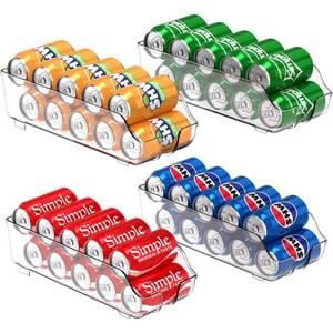 lot 19553 image: Simple Houseware Soda Can Organizer and Dispenser for Refrigerator  Pantry, Clear, Set of 4
