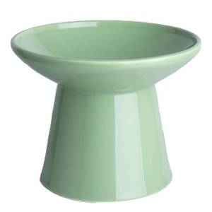 lot 19556 image: KITCHENLESTAR 6.2 Inch Extra Wide Elevated Ceramic Cat Bowls, Food and Water Bowl Set for Elder Big Cats Small Dogs, Raised Design for Pet Easy Eating, Protect Catfts Spine Set of 1(Green)
