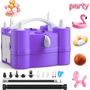 lot 19565 image: Keaibuding Electric Balloon Pump, 4-in-1 Balloon Blower with Triple Inflating Ports for All Balloons, Air Pump for Sports Balls, Inflatorand Deflator for Inflatables with Dust-Proof Storage Bag (Purple)