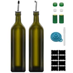 lot 19576 image: 2Pcs 33 oz Olive Oil Dispenser Bottle,1000ml Glass Oil and Vinegar Dispenser Set with Pourers and Funnel Oil Bottles for Kitchen Large capacity oil bottles (Green 2pcs)