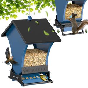 lot 19581 image: Wildpark Squirrel Proof Bird Feeders for Outdoors, 5LB Metal Hanging Feeders, Large Wild Feeders for Cardinals, Chickadees, Durable Backyard Feeders -One in Blue