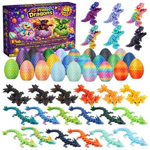 lot 19591 image: TAHAVICE 24 Pack 3D Printed Dragons Eggs with Dragon Inside, Articulated Desk Decor Display Set with Mini Animal Collectible Figures, Classroom Prizes and Birthday Gifts