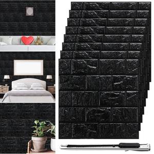 lot 19598 image: Tinlade 30 Pcs 28.81 Sq ft 3D Wall Panels Peel and Stick Foam Brick Wallpaper Printable Faux Brick Wall Panels Decorative Self Adhesive Tiles Waterproof(Black)
