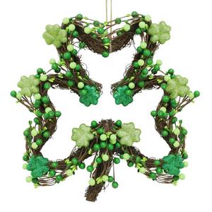 lot 19604 image: St Patricks Day Wreath for Front Door, Artificial Saint Patrickfts Day Door Wreath with Glitter Foam Shamrock Green Berries, St Pattys Wreaths Decorations for Wall Mantel