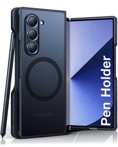 lot 20003 image: TORRAS Magnetic Shockproof Compatible with Samsung Galaxy Z Fold 6 Case with S Pen Holder, Compatible with Magsafe Military Grade Drop TestedTranslucent Slim Phone Case for Samsung Z Fold 6,Black