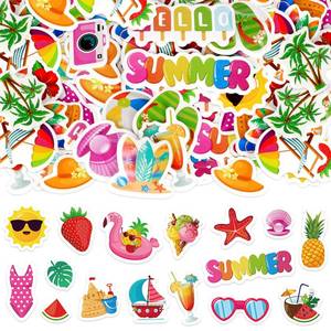 lot 20021 image: 300Pcs Summer Foam Stickers, Colorful Self-Adhesive Summer Pool Beach Stickers Tropical Hawaii Decals Sticker Decorations for Home Office School Classroom DIY Art Craft Party Supplies