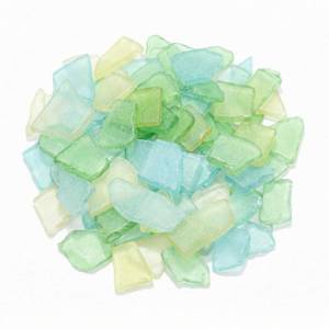lot 20022 image: Jetec 11 oz Sea Glass for Crafts Pieces Decor Flat Frosted Sea Glass Vase Filler Crushed for Beach Wedding Party Decor Home Aquarium DIY Craft Supplies(Green, Yellow, Blue)