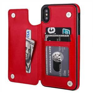 lot 20470 image: iPhone Xs Max Wallet Case with Card Holder,OT ONETOP Premium PU Leather Kickstand Card Slots Case,Double Magnetic Clasp and Durable Shockproof Cover 6.5 Inch(Red)