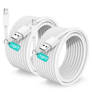 lot 20476 image: Hcoob 15 FT iPhone Charger Cord Extra Long, Apple MFi Certified Lightning Cable 5M, 2.4A Long iPhone Charger Cable Fast Charging Cable 15 Foot for iPhone 1414pro13121111ProXXRXS Max8-White