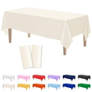 lot 20484 image: Kopokita 2PCS Ivory Plastic Tablecloths 54 x 108 Inch, Disposable Table Cloths Rectangle Party Table Covers