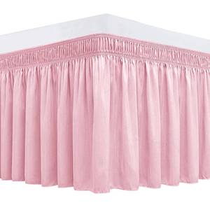 lot 20495 image: Biscaynebay Wrap Around Bed Skirts for Queen Beds 15in Drop, Pink Adjustable Elastic Dust Ruffles Easy Fit Wrinkle and Fade Resistant Silky Luxurious Fabric Machine Washable