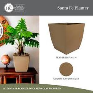 lot 9082 image: Santa Fe Square Self-Watering Pot - Lightweight Plastic 16in Cavern Clay