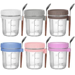 lot 1152 image: AUFXKOO 6 Pack Overnight Oats Containers with Lids and Spoons,13oz Mason Overnight Oats Jars for Yogurt,Grains,Fruits,Vegetables,Salads