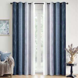 lot 1168 image: MIULEE Ombre 100% Blackout Curtains, Navy Blue and Greyish White Full Room Darkening Thermal Insulated 84 Inches Long Drapes for BedroomLiving Room Grommet Window Treatments Modern 52Wx84L, Set of 2