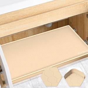 lot 1190 image: FORWOS Waterproof Under Sink Mat 34 x 22, Silicone Cabinet Liner, Rubber Protector for Kitchen and Bathroom, Keeps Cabinets Clean, Dry, and Organized (Beige)