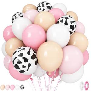 lot 2073 image: Cow Print Balloons, 60PCS Pastel Pink Cow Print Latex Balloons, Pink Cream Beige White Balloons for Girls Birthday Baby Shower Cowgirl Rodeo Farm Animals Gender Reveal Party Decorations Supplies