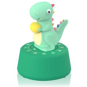 lot 2077 image: ELE DEPI 60 Minutes Mechanical Kitchen Timer,Cute Dinosaur Timer for Kids,Wind Up Egg Timer for Cooking,Reading,Classroom and Do Sports. (Light Green)