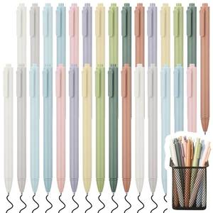 lot 2079 image: Kisston 30 Pcs Bible Aesthetic Quick Dry Ink Pens Retractable Ballpoint Fine Point Pens Smooth Writing Black Ink 0.5 mm Gel for School Office Home, 10 Colors(Morandi Colors)