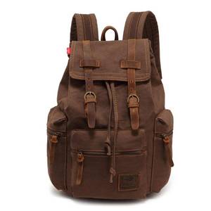 lot 2080 image: koolehaoda Vintage Canvas Backpack Rucksack Unisex Casual Backpack for 12-17 Laptop Backpack Travel Camping Hiking Bag (L-Coffee)