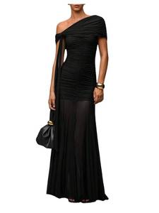 lot 2087 image: Verdusa Womens Corset Dress Wedding Guest Dresses Statement Holiday Off Shoulder Ruched Mesh Formal Outfits Solid Black X-Large