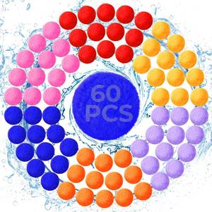 lot 2092 image: 60 Pack Reusable Water Balls, Reusable Water Balloons for Outdoor Toys Games, Quick-Fill Summer Water Toys Ball for Kids Adults Boys Girls Pool Parties Beach Backyard