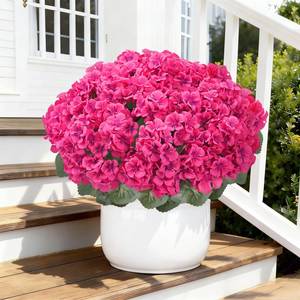lot 2098 image: COEWUR 12Pcs Faux Geraniums for Outdoor Planters 15 Pink Silk Geraniums for Outdoors UV Resistant Fake Geraniums Artificial Flowers Realistic Garden Porch Patio Balcony Cemetery Home Decor (Pink)
