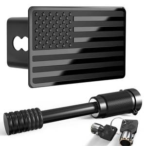 lot 2111 image: 2.5 Inch American Flag Trailer Hitch Cover Plug with 58-Inch Pin Diameter Trailer Hitch Lock,2 12 Inch Hitch Cover Fits for 2.5 Inch Receivers,Black