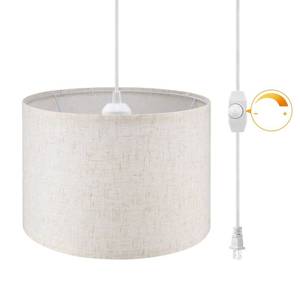 lot 2122 image: WimiSom Plug in Pendant Light,15 FT Hanging Lamp with Plug in Cord, Dimmable Switch, Pendant Lighting with Fabric Shade, Hanging Light Fixture for Living Room, Bedroom, Dining Room, Kitchen