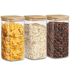 lot 3233 image: Glass Storage Containers with Airtight Bamboo Lids Set of 3,Pantry Food Glass Jar with Lid,Perfect for Kitchen Organization-Flour,Rice,Pasta,Sugar,Coffee Beans,Accessories Included (3 packs(68oz))