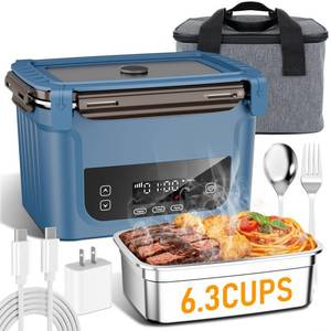 lot 3237 image: GALOKEO 2026 Upgraded Cordless Electric Lunch Box for Adults, 20,800mAh Battery-Powered Heated Lunch box, 6.3 Cup Self-Heating Lunch Box for Construction, Office & Truck
