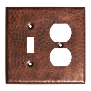 lot 4181 image: Monarch Pure Copper Hammered Single Switch  Duplex Wall Plate  Switch Plate