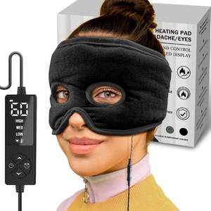 lot 4194 image: sticro Sinus Relief Mask Moist Heat with 3 Temp Settings, Ex-Large Headache Mask Electric Face Heating Pad for Sinus Pressure Relief, Migraine, Tension Headache Relief Black